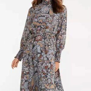 Ann Taylor Blue Floral Long Sleeve Dress